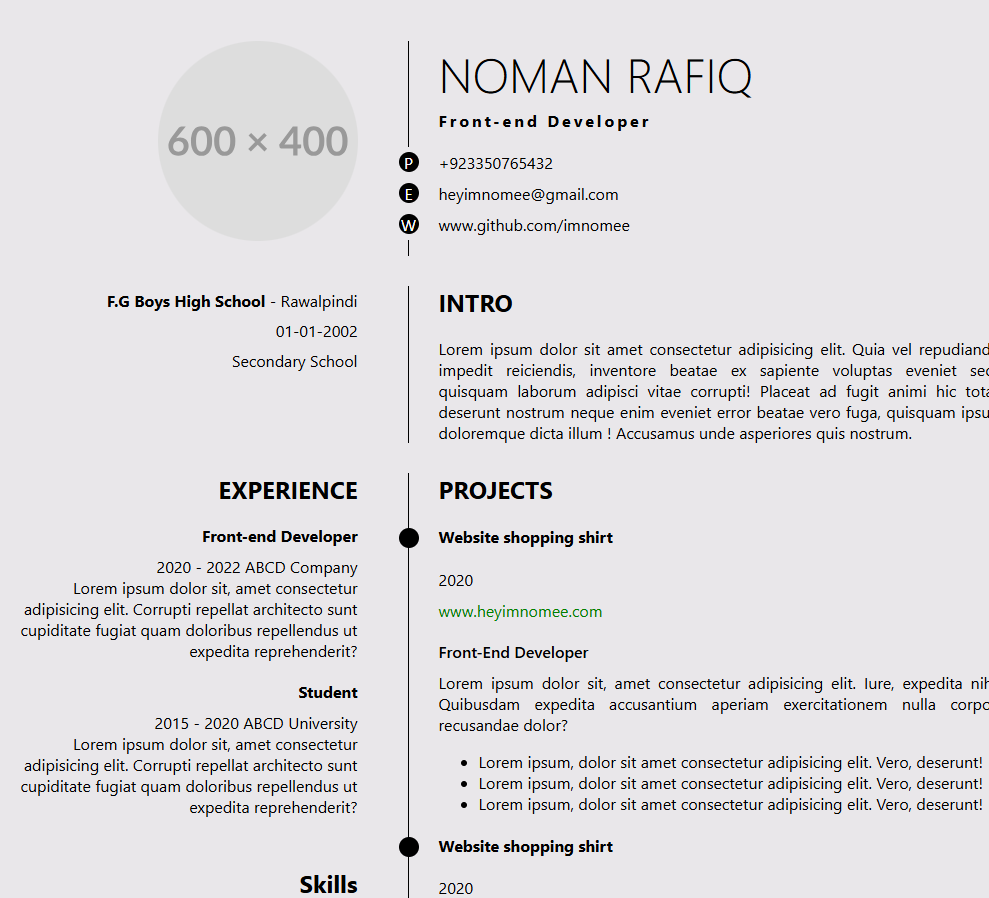 HTML CV Resume